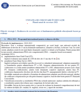 Planul anual de cercetare 2021