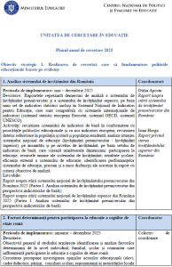 Planul anual de cercetare 2025